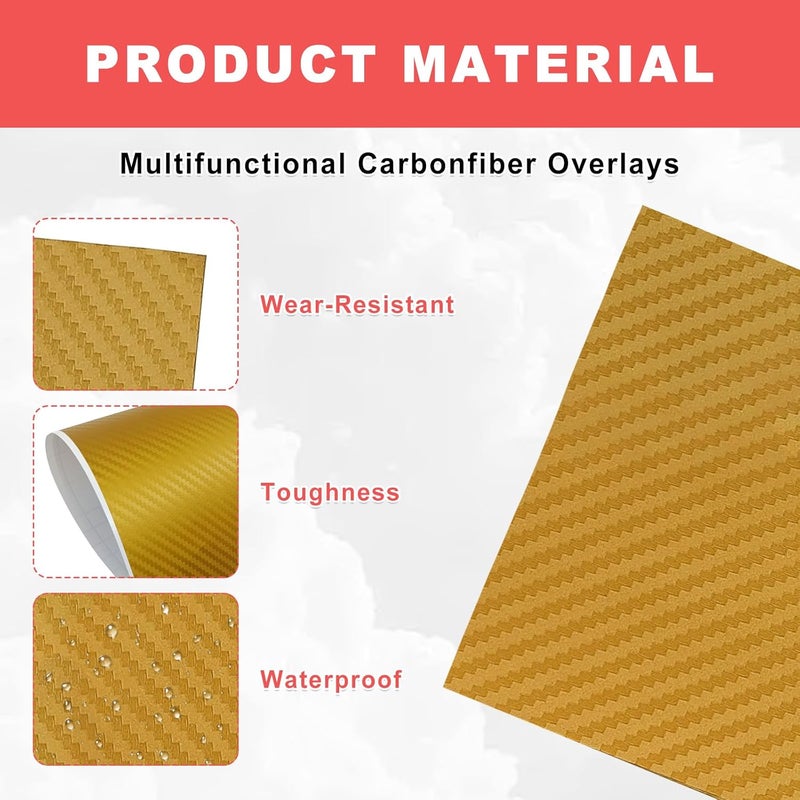 Pleoos 3PCS Emblem Wrap Kit Compatible with Bowtie Logo Wrap Stickers Compatible with Chevy, Cut Your-Own Emblem Overlay DIY Decals (Carbon Fibe Yellow) - Image 3